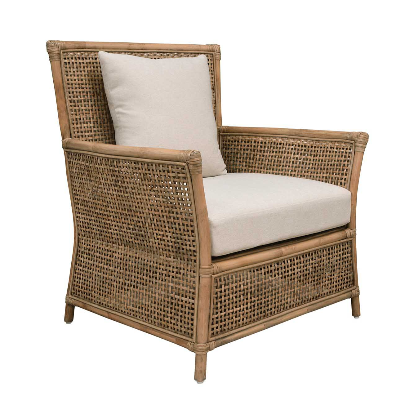 Plantation Conrad Armchair With Cream Seat & Scatter Cushion Washed Natural